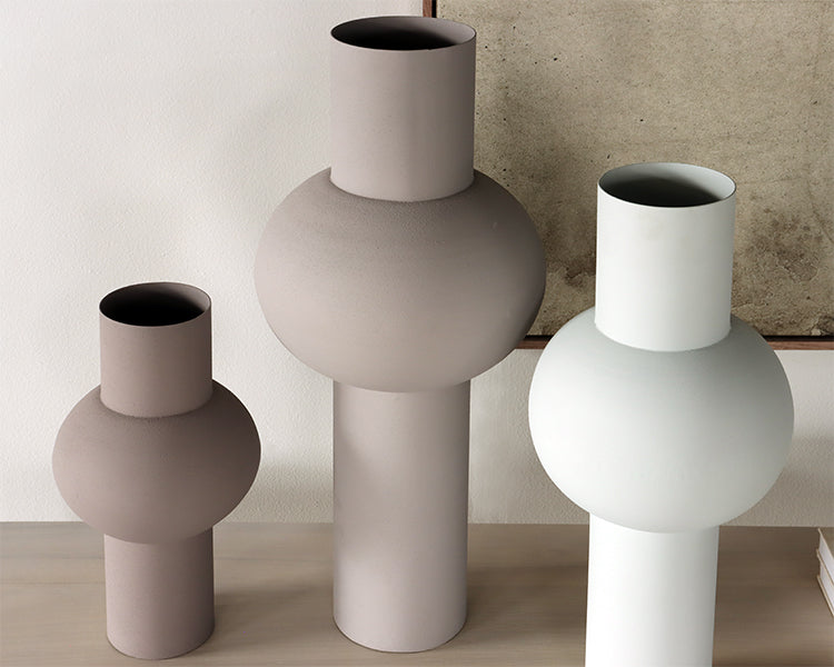 Set of 3 Neutral Shaded Iron Vases - Cleared