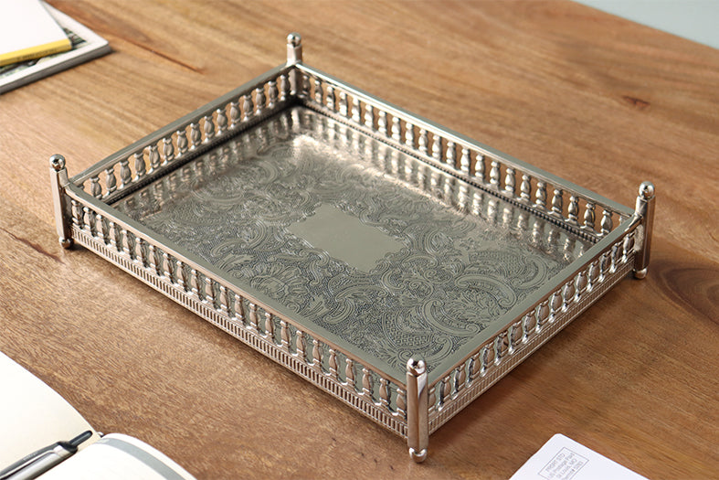 Embossed Nickel Gallery Edge Tray - Cleared