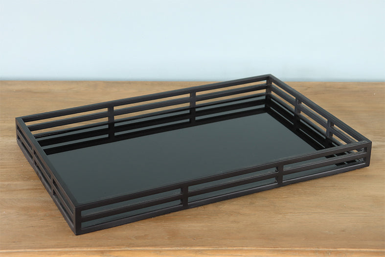 Matte Black Mirrored Tray - Cleared