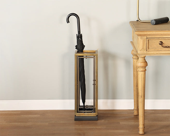 Brass Rectangular Umbrella Stand - Cleared