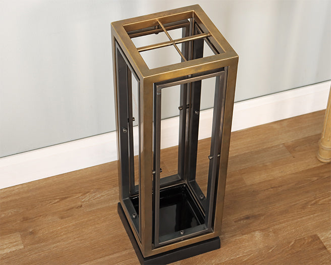 Brass Rectangular Umbrella Stand - Cleared
