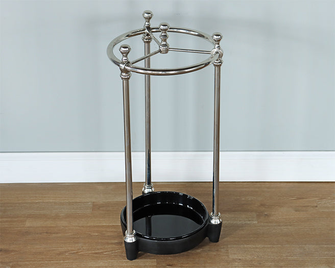 Circular Chrome Umbrella Stand - Cleared