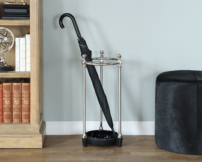 Circular Chrome Umbrella Stand - Cleared