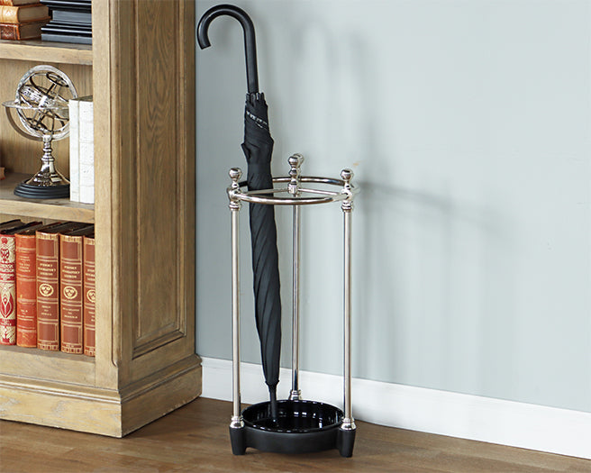 Circular Chrome Umbrella Stand - Cleared