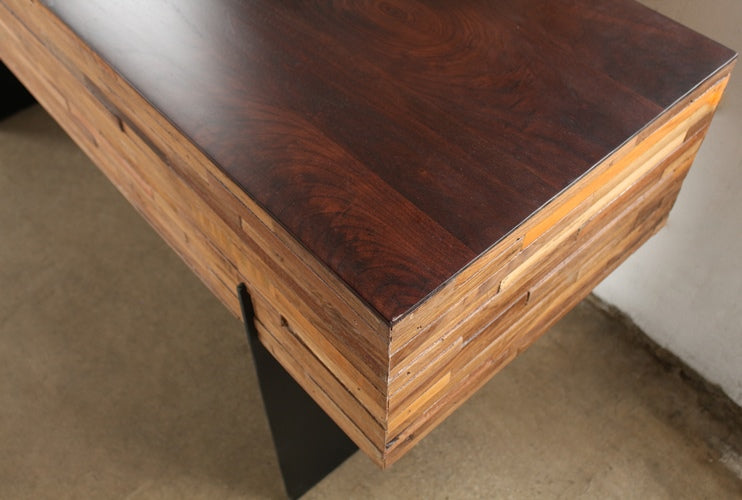 Recycled Wood Block Console Table