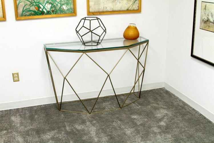 Antique Brass Geometric Console Table