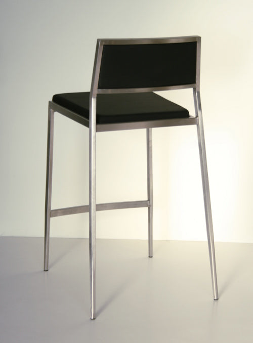 Black Leather and Stainless Steel Counter Chair