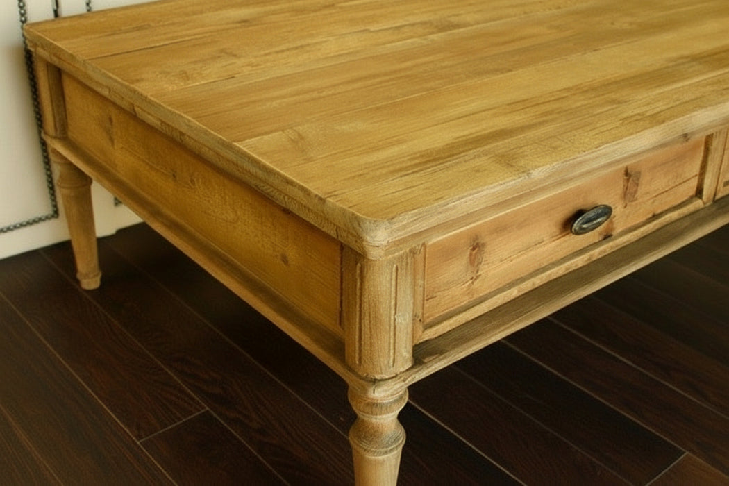 French Farmhouse Coffee Table in Bleached Pine