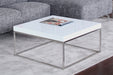 High Gloss White and Stainless Steel Square Coffee Table