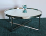 Large Round Chrome Coffee Table with Mirror Top