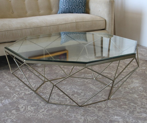 Antique Brass Geometric Coffee Table