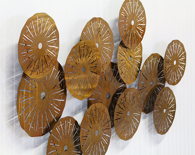 Multiple Brass Discs Wall Sculpture 52W X 28H - Cleared Decor