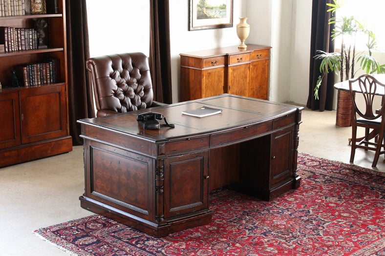 Mahogany Partners Desk with Leather Top