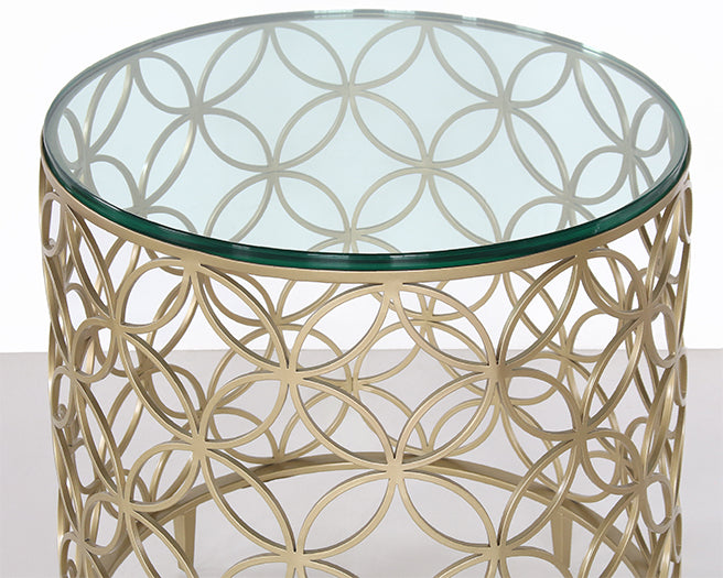 Gold Interlocking Circles End Table