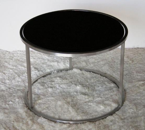 Steel and Black Painted Glass End Table