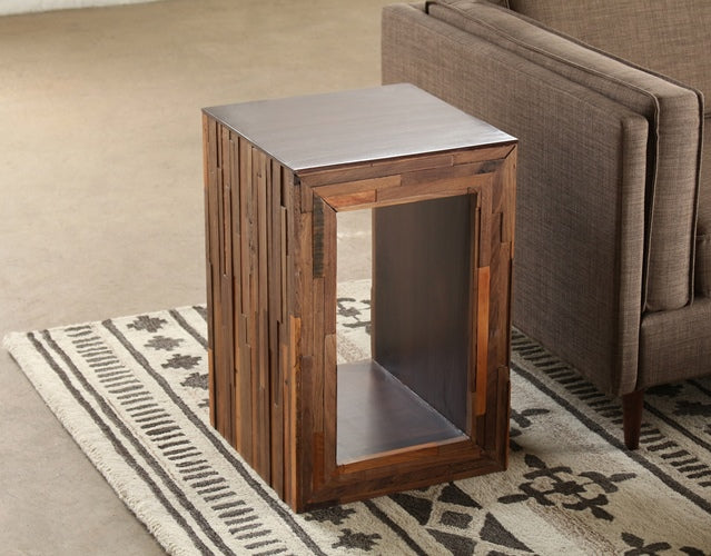 Reclaimed Wood Cutout Side Table