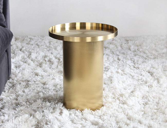 Titanium Gold Drum End Table