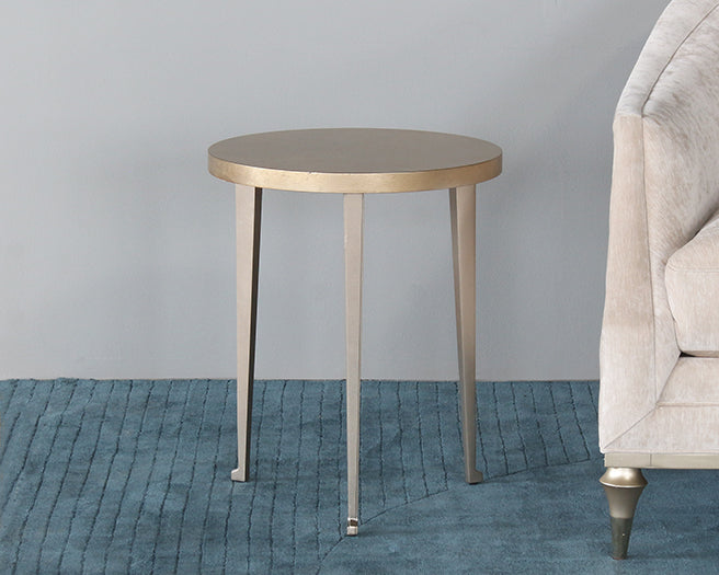 Gold Leaf End Table With Alternating Pattern