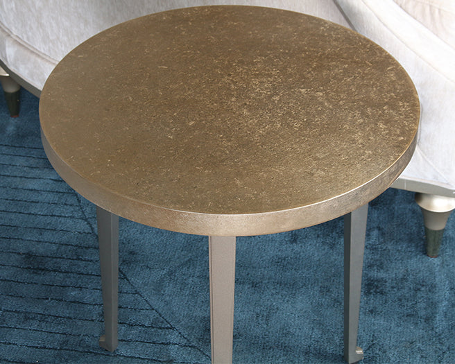 Gold Leaf End Table With Alternating Pattern