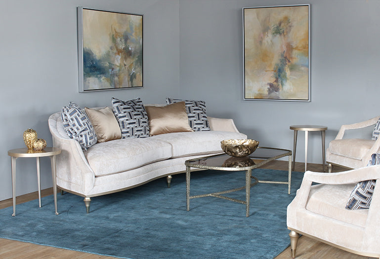 Gold Leaf End Table With Alternating Pattern