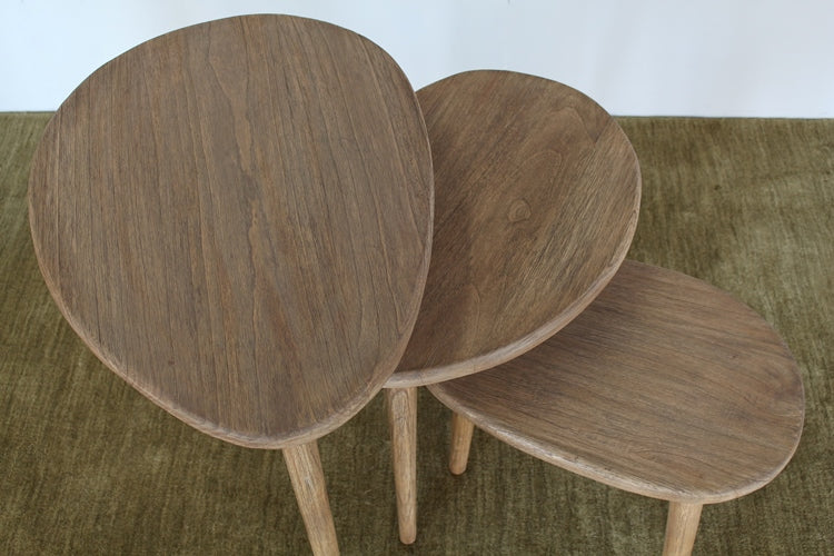 Hardwood Nesting Tables in Natural Finish Set of 3