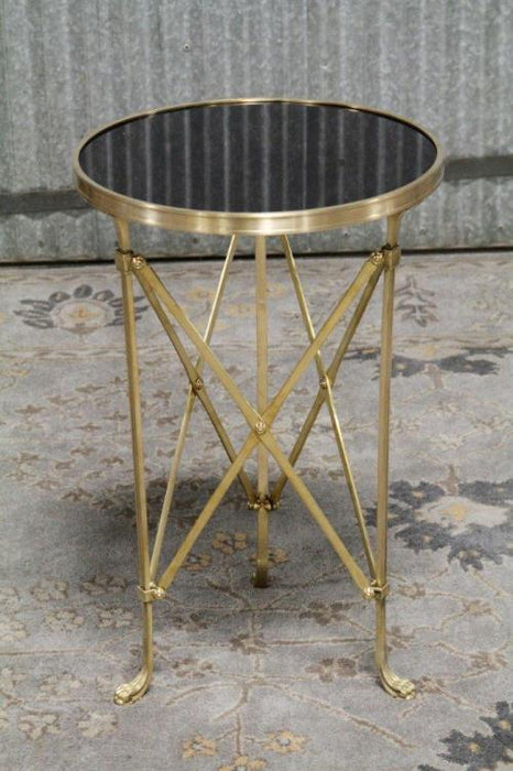 Brass Directoire End Table with Black Granite Top