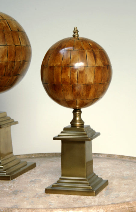 Small Faux Horn Sphere with Antique Brass Base