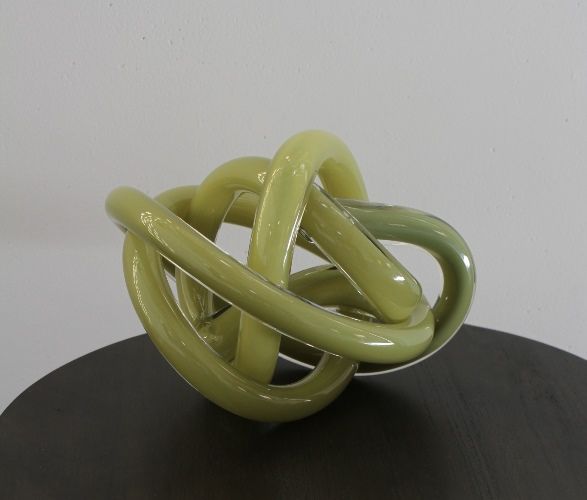 FIG211LA - Large Pea Green Hand Blown Glass Wrap Object