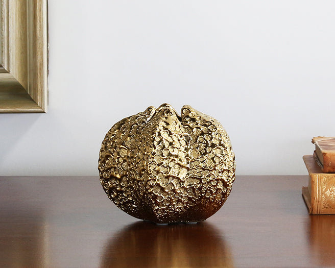 Small Hammered Gold Pinched Vase - Cleared Decor