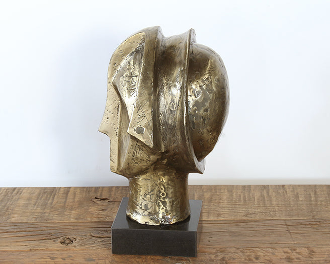 Gold Abstract Head Sculpture - Cleared Decor