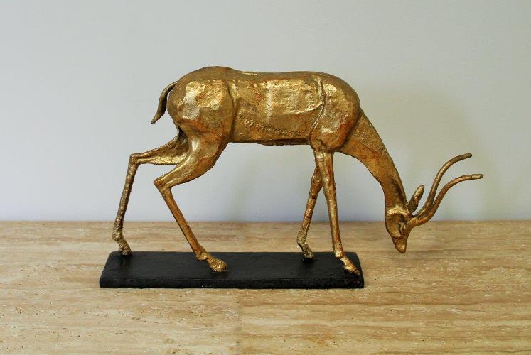 Gold Leaf Curved Horn Oryx Statue - Cleared Décor