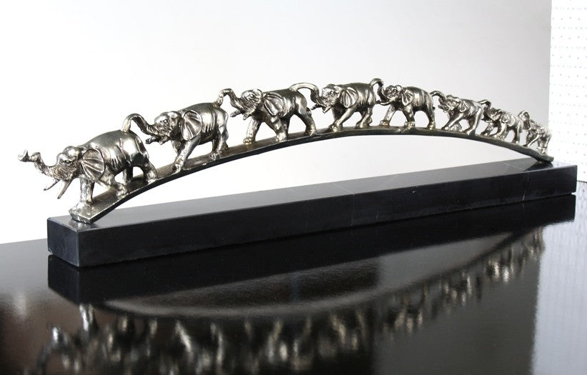 Antiqued Silver Elephant Family