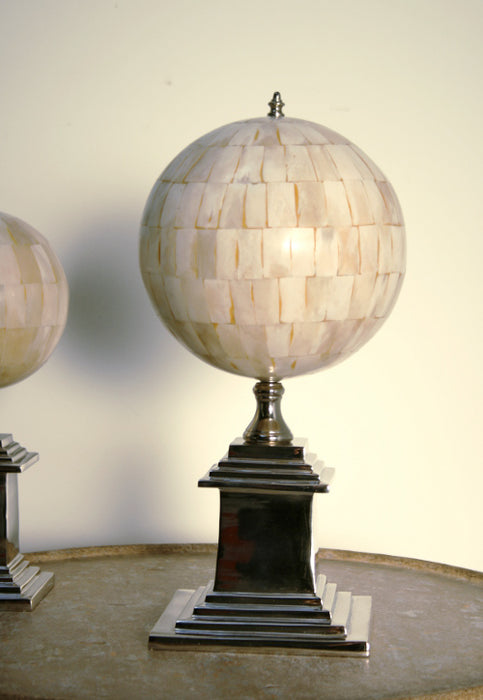 Large Faux Ivory Sphere with Nickel Base