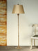FL08ATL - Vintage Brass Floor Lamp with Gold Silk Shade