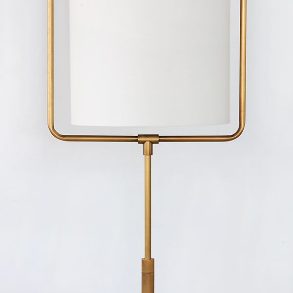 Natural Brass Floor Lamp w/Ensconced White Shade