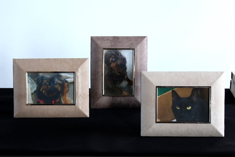 Set of 3 Suede Faux Snakeskin 4x6 Picture Frames