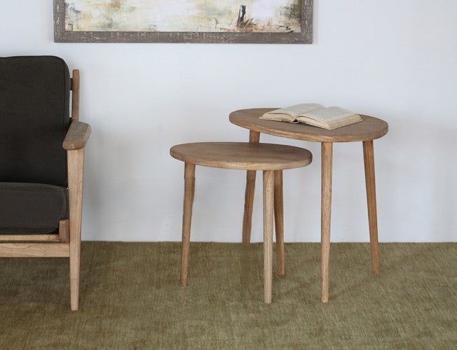 Hardwood Nesting Tables in Natural Finish Set of 2