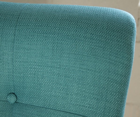 Aqua Tufted Lounge Chair with Walnut Frame