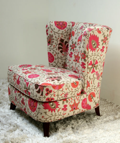 Pink Floral Armless Chair 