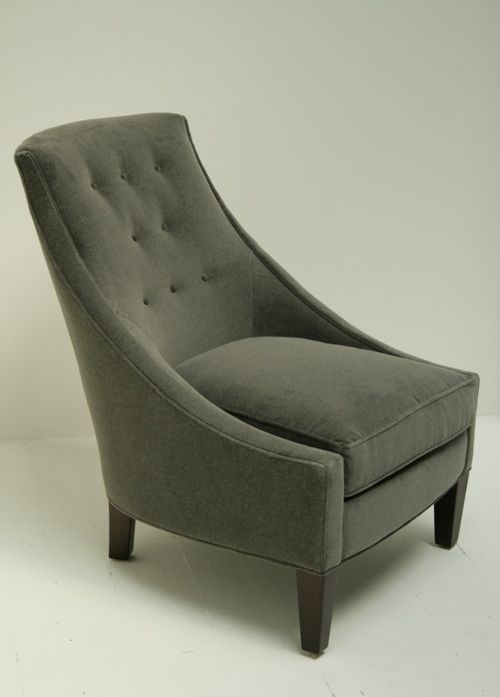 Modern Grey Velvet Slipper Chair