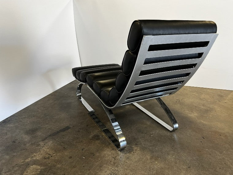 Black Leather Lounge Chair and Ottoman