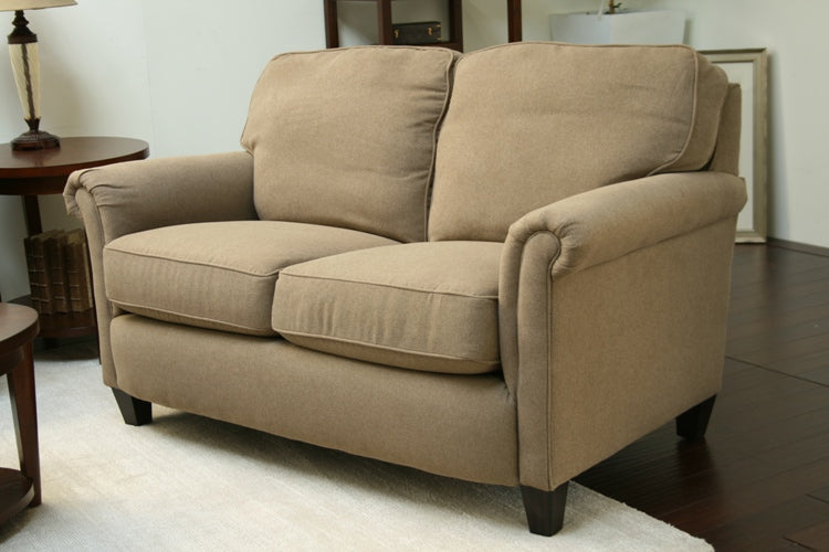 Taupe Rolled-Arm Loveseat