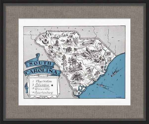 MAP109ATL Illustrated Map of South Carolina 26W x 21.5H