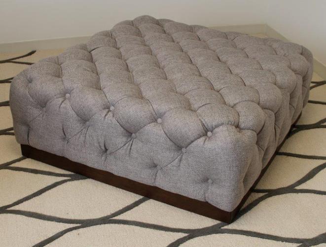 Tufted Cocktail Ottoman in Pewter