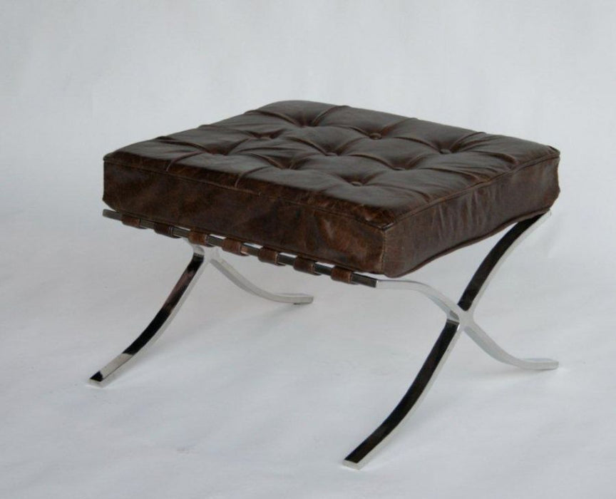 Cigar Leather Barcelona Style Ottoman