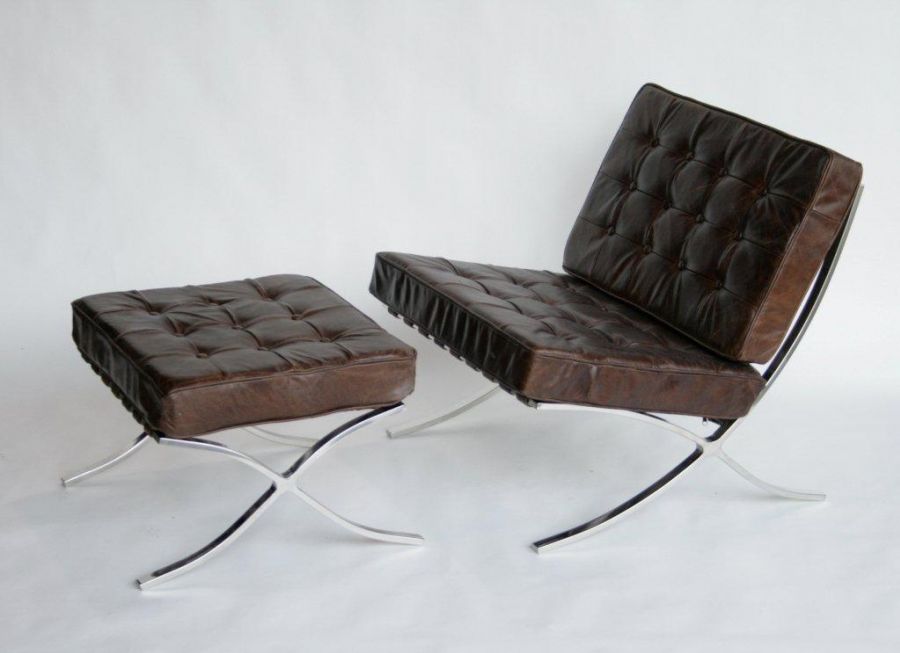 Cigar Leather Barcelona Style Chair