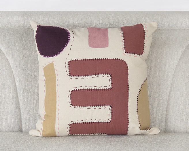 Ivory And Multi Color Geometric Pillow