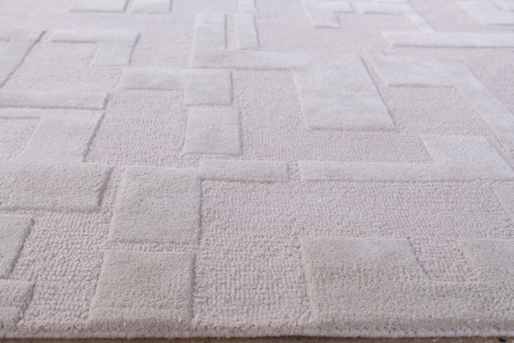 8' x 10' Stone and Cream Hand-tufted Wool Rug
