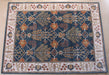 9' x 12' Traditional Indian Indigo and Dark Ivory Hand-tufted Wool Rug 