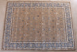 9' x 12' Traditional Indian Tan and Blue Hand-tufted Wool Rug